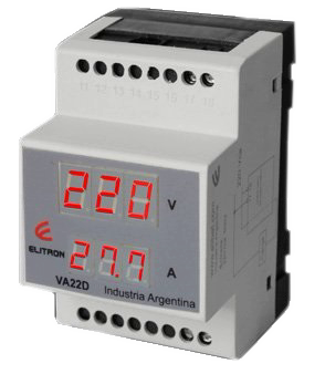 Voltamperímetro Monofásico Riel DIN VA22D